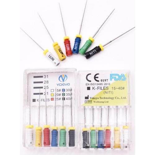 Dental K-FILE 21mm / 25mm Niti K files Endo Root Canal Files Hand Use K-files Endodontic Instruments