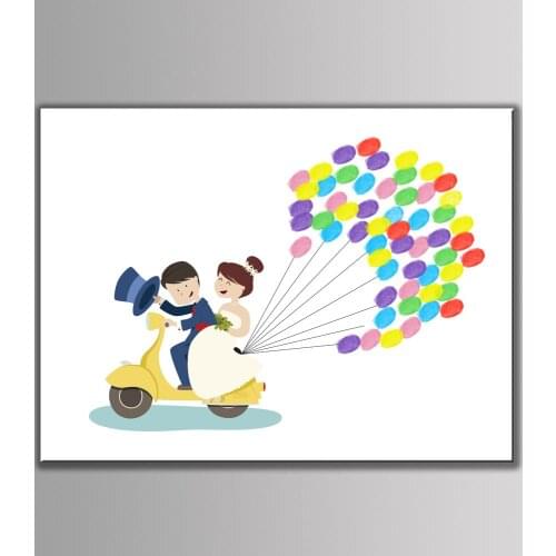 Wedding Party Favor Customized Lover Bicycle Fingerprint Tree Guest Signature Book Valentine DIY Gift 50x70cm Canvas Painting