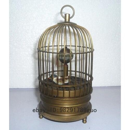 Eximious brass birdcage machine clock with bird inside Height Garden Decoration 100% real Brass Bronze