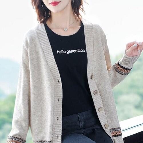 2021 Womens Autumn Knitted Jacket Solid Deep V Neck Solid Cardigans Long Sleeve Single Breasted Slim Casual Female Outwear