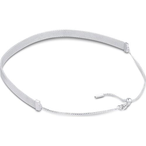 Mesh Choker Necklaces 100% 925 Sterling-Silver-Jewelry Free Shipping