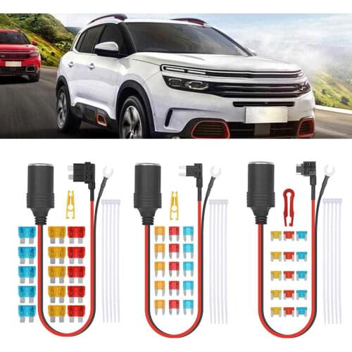 1set 30cm Car Cigarette Lighter 12V Socket Extension Standard Fuse Tap Holder Lead with Fuse 5A/10A/15A Cigarette Lighter Set