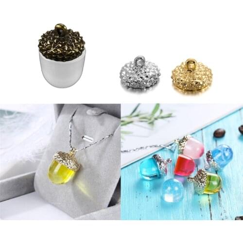 1 Set Acorn Type Resin Silicone Molds Necklace Pendants Cap Holder Epoxy Resin Mold for DIY Crafts Jewelry Making Handmade Gifts