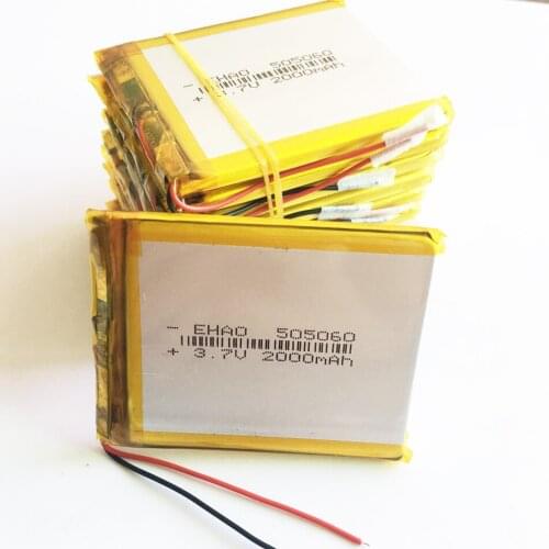 10 pcs 3.7V 2000mAh LiPo Lithium Polymer Rechargeable Battery For onda PAD GPS Vedio Game Tablet PC Power Bank E-Book 505060