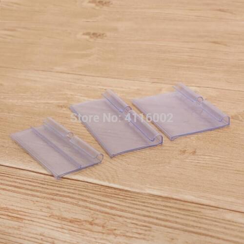 200pcs Transparent PVC Plastic Price Tag Display Label Frame Sign Holder Data Strip Shelf Talker Price Card Clip Display Rack