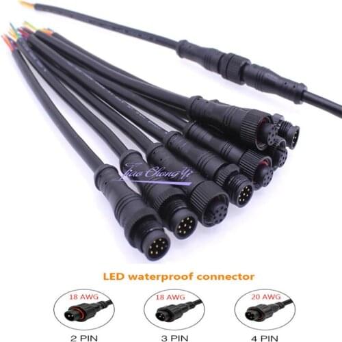 2pin/3pin 18AWG 4pin 20 AWG 5/6pin 22AWG 8pin Black Color Male & Female waterproof Connector For LED strip Applicable 0.75mm sq