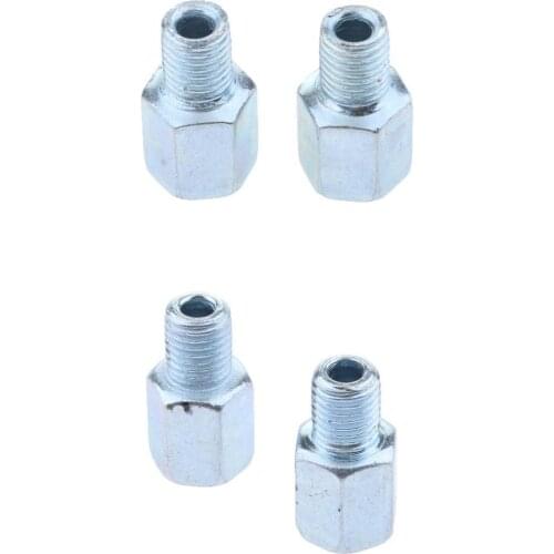 4 Pcs Motorcycle Mirror Adapter LH10mm/RH10mm To RH10mm/RH10mm Thread - 10mm to 10mm - LH/RH to RH/RH Rear View Silver