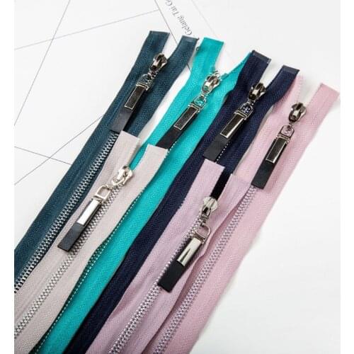 5# 120cm Double Open Tail auto lock platinum plating metal zipper use for clothes shoes pocket garment 5Pcs/pack