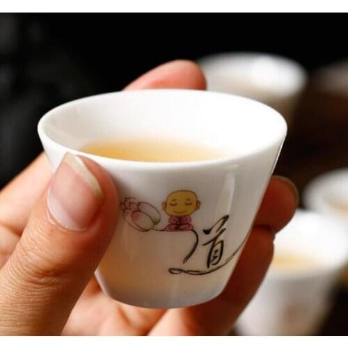 6pcs/set 40ml Tea Ceremony Kitchen Bar Drinkware Porcelain Teacup Set Chan Meditation Monk Kungfu Tea Cup Bowl
