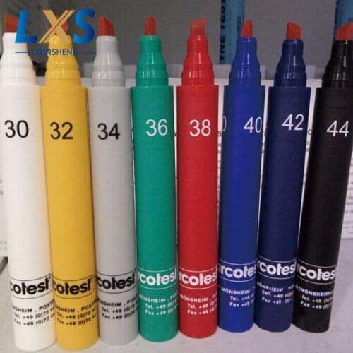 8PCS/ LOT 30~44 mN/m German ARCOTEC Red Ink Color Wet Strength Test Pen For Plastic film