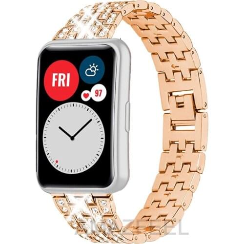 Rose Diamond Band For Huawei Watch FIT Strap Accessories stainless steel metal buckle watchband bracelet for Huawei Watch fit