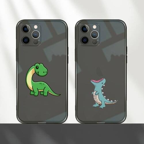 Dinosaur Phone Case For iPhone 12 11 8 7 mini pro X XS XR MAX Plus Black Transparent Cover