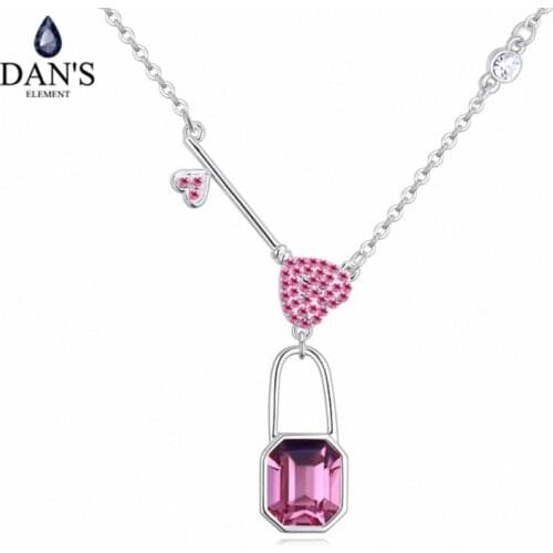 DANS Element Brand Real Austrian Crystals Fashion Flower Pendant White Gold Color Necklace For Women Valentines Gift 130336
