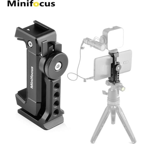 Phone Tripod Mount with Cold Shoe Mount Rotated Cell Phone Clamp Holder Smartphone Clip Adapter for iPhone 11 Pro Max X XR Xs 8