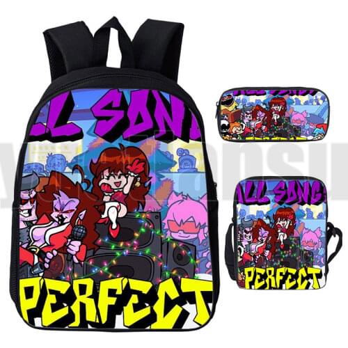 New 3D Friday Night Funkin Backpacks 3Pcs/Set Mochila Kids Pencil Case Boys Girls School Bag Shoulder Bag HipHop Travel Rucksack