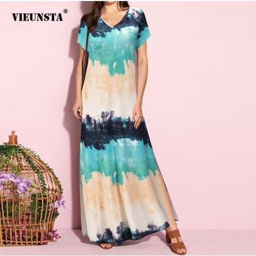 Design Printing Dress Side Split Long Skirt 2021 New Serpentine Leopard Plaid Many Kinds Sexy Loose Lazy V-neck Short Sleeve XXL