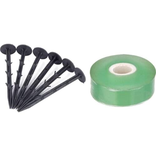 Stretchable Adhesive Tape Moisture Resistant Barrier Tape with 100PCS Garden Nail Pegs Fix Tool for Anti-Bird Net Film