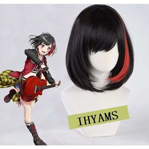 Mitake Ran Wig Game BanG Dream! Cosplay Wig Synthetic Black Women Hair Anime BanG Dream Cosplay Mitake Ran Costume + Wig Cap