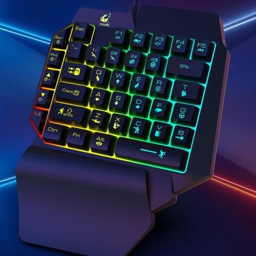 K15 Ergonomic Colorful RGB Backlit Robotic Single Hand Gaming Keyboard for PUBG