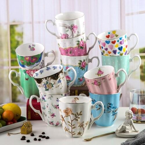 Bone China Mugs Ceramic Cups Family Breakfast European Coffee Water Drinkware Juice Cola