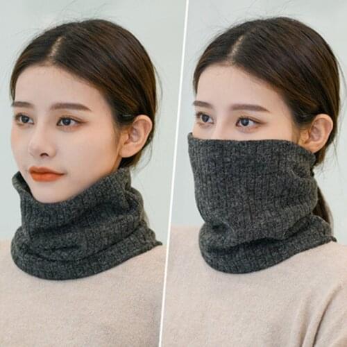 Korean Women Thicken Covering Face Cycling Windproof Warm Scarf Winter Wool Knit Velvet False Collar Neck Guard Bib Snood P95
