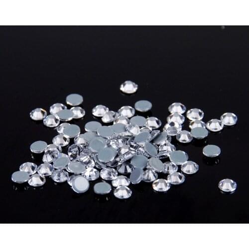 Crystal Clear 01 1440pcs Hotfix Rhinestones Flatback Round Strass Stones Glue Backing Iron On Glass Diamond For Wedding Dresses