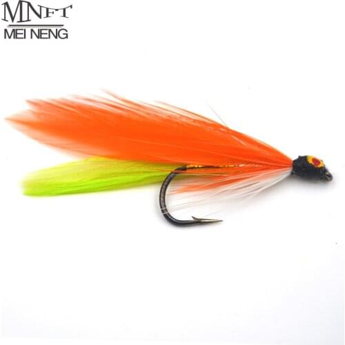 MNFT 10PCS 4# Orange Color Minow Small Fish Fly Lure with Eye Salmon Fishing Lures Fishing Tackle