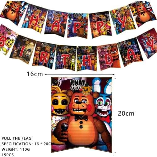 Cartoon Five FNAF Flag Banner Freddy Birthday Party Decoeations Cake Toppers Hanging Spiral Kids Favors Baby Shower Balloons