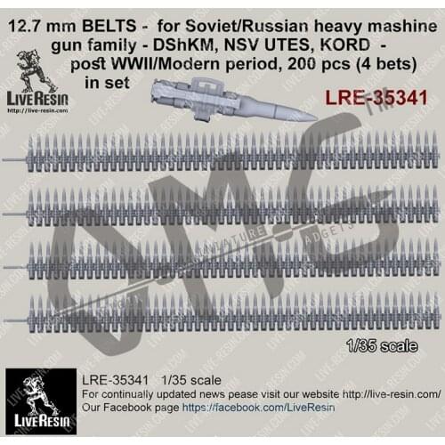 [Scale Model Kit] Live Resin LRE-35341 1/35 12.7 mm BELTS - for Soviet/Russian heavy mashine gun family - DShKM, NSV UTES, KORD