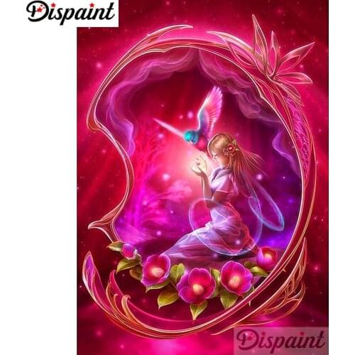 Dispaint Full Square/Round Drill 5D DIY Diamond Painting "Flower Fairy" Embroidery Cross Stitch 3D Home Decor A12277