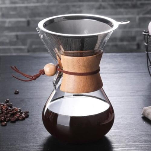 Stainless Steel Filter Pot Resistant Glass Maker Coffee Pot 400ml 600ml 800ml Espresso Coffe Machine tea water Pot set