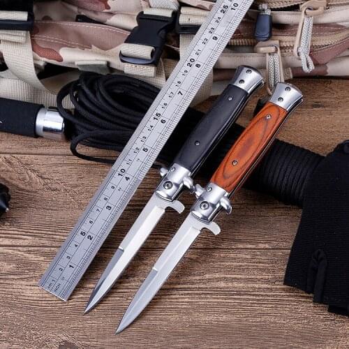 High Quality Japanese Folding Knife 8.86'' Outdoor Survival Tactical Pocket Knife Wood Handle Camping Hunting Knives EDC Tool