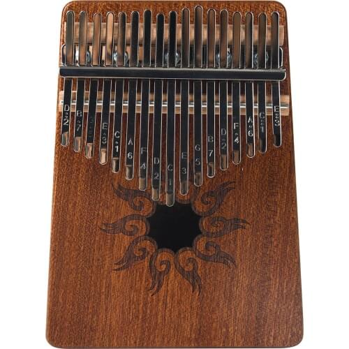17-Tone Kalimba Thumb Piano Flame Pattern Pine Wood Musical Instrument with Learning Book Tune Hammer