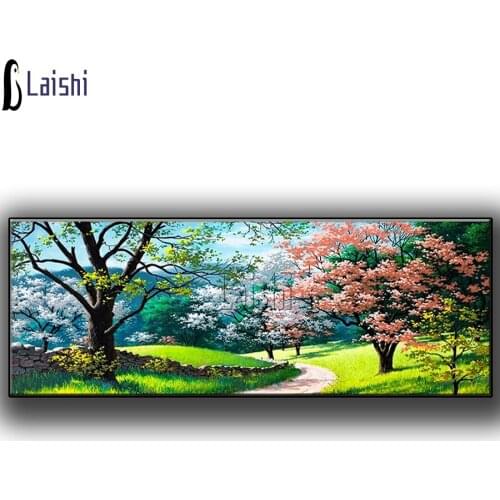 Natural scenery Sunshine trees road diamond embroidery full square round drill diamond painting mosaic puzzle large size decor