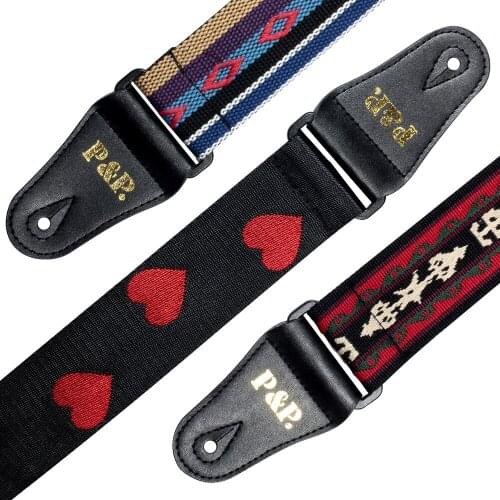 Adjustable Guitar Strap Weave Fabric Belt Printed with PU Leather Ends for Acoustic Electric Guitarra Bass ukulele free shipping