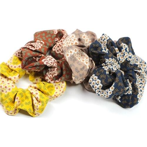 2021 New Fashion Hair Rope Ponytail Holder Summer Floral Scrunchie Patchwork Hair Ring For Women Headdress Accessories