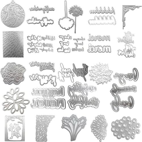 English Words Blooming Flowers Cutting Dies/Hot Foil Plate For Scrapbooking Craft Embossing Stencil Die Cut Card Making
