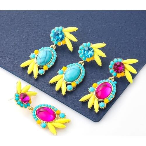 2021 New Metal Acrylic Resin Flower Geometric Earrings Womens Creative Popular Dangle Earrings Party Accessories