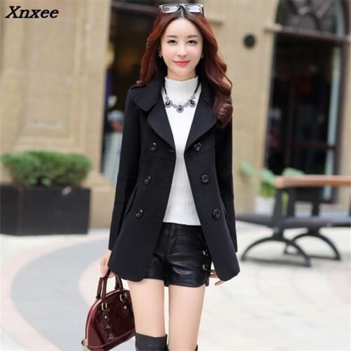 Women Wool Blend Warm Long Yellow Red Khaki Coat Slim Fit Lapel 2018 New Autumn Winter Female Outerwear Woolen Overcoat Cashmere