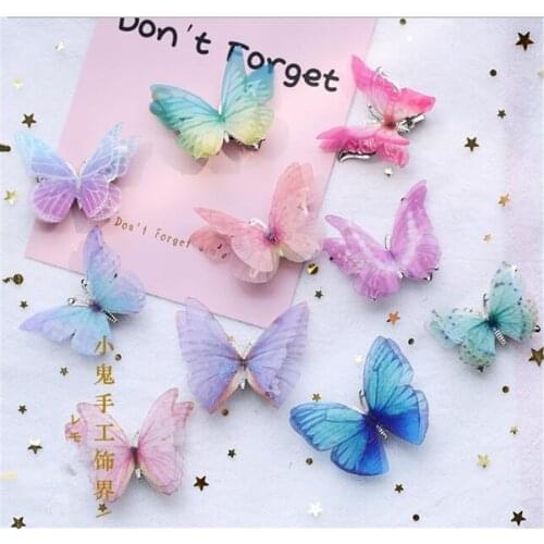 1pcs Lolita cosplay Sweet Clear Pink Purple Butterfly Hairpin Headdress Accessories D307