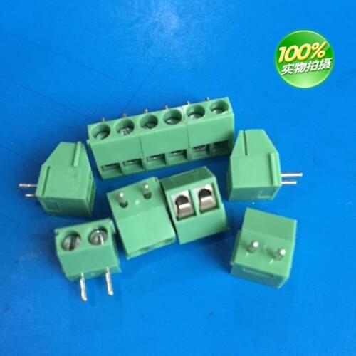 100pcs Screw type PCB Terminal Blocks KF350R-3.5mm 2P 3P Slotted Green Combinable