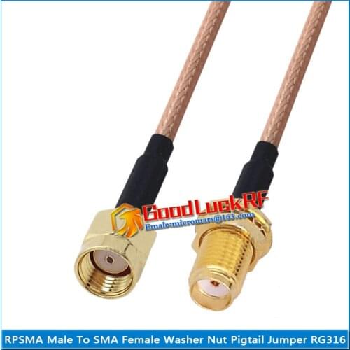 1X Pcs RPSMA RP-SMA RP SMA Male to SMA Female Washer O-ring Bulkhead Panel Mount Nut Plug Coaxial Pigtail Jumper RG316 Cable