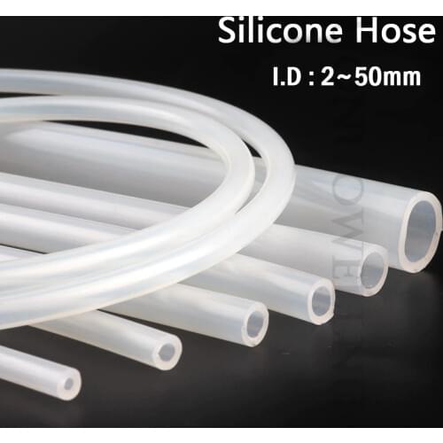 2m I.D 2~50mm Food Grade Transparent Silicone Hose Silica Gel Hose Heat Resistant Aquarium Flexible Silicone Tube Soft Pipe