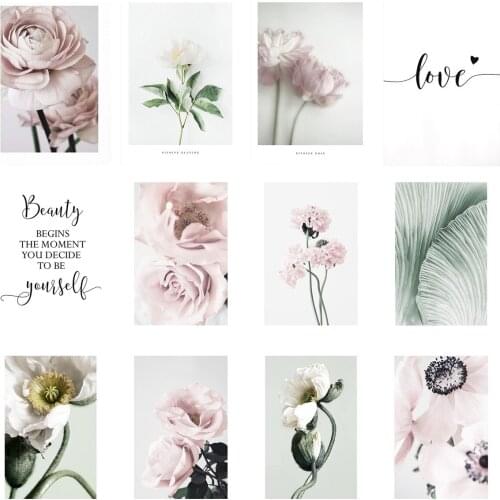 5D DIY Full Square/Round Diamond Painting Fresh Pink Flower Green Leaf Full Diamond Inlaid Embroidery Mosaic Cross Stitch Home