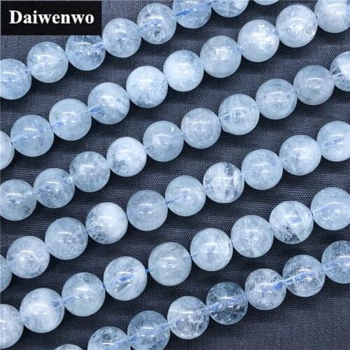 7A(TOP) Ice Silk Aquamarine Beads 6-12mm Natural Stone Diy for Bracelet