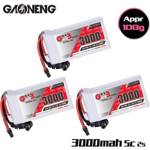 1/2/3/4/5PCS GNB 2S 7.4V Lipo Battery 3000MAH 5C/10C for Fatshark Glasses Dominator Skyzone Aomway FPV Goggles RC Drone