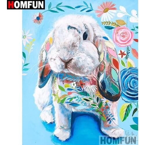 HOMFUN Full Square/Round Drill 5D DIY Diamond Painting "Color rabbit" 3D Embroidery Cross Stitch 5D Home Decor A16016