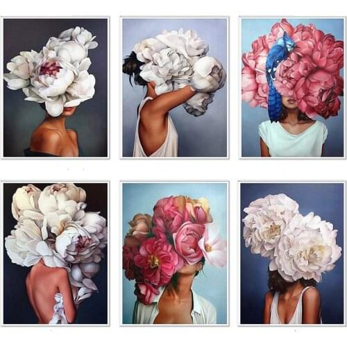 DIY diamond painting girl with flowers on head full of diamonds square round diamond embroidery 5D cross stitch mosaic art decor