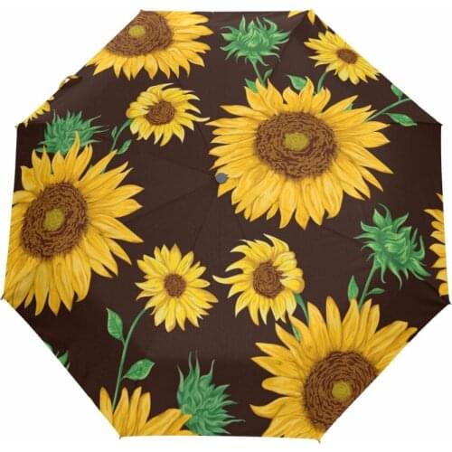 Sunflowers Pattern Automatic Umbrella Creative Design European Style Umbrellas Three Folding Classic Anti-UV Sun/Rain Paraguas
