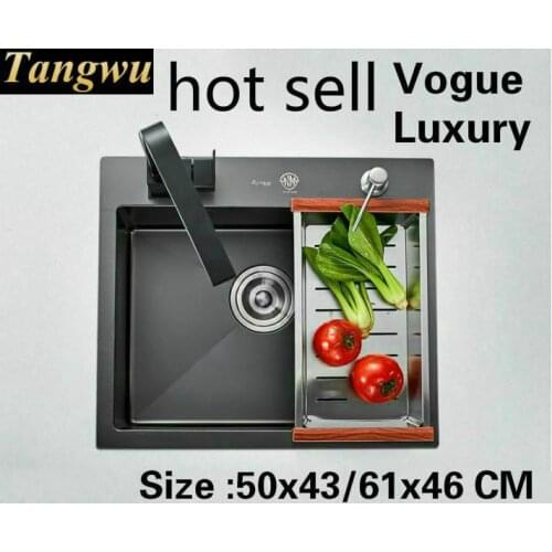 Free shipping Home kitchen manual sink single trough wash vegetables standard 304 stainless steel 500x430/610x460 MM